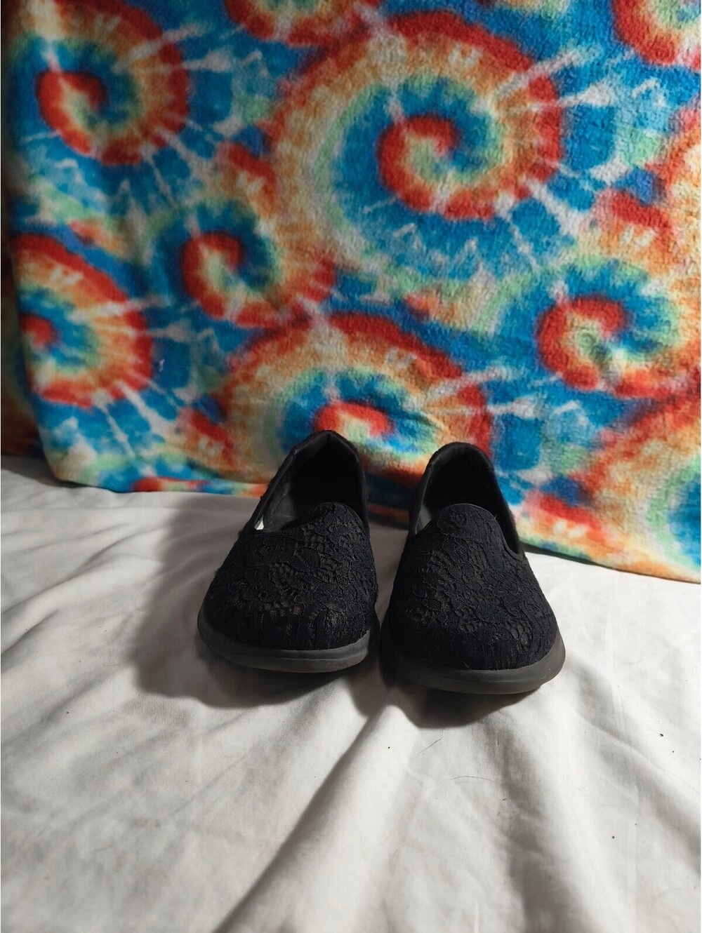 Skechers GO WALK Lite - Sweet Gal Black Lace Slip-On Shoes Size 8